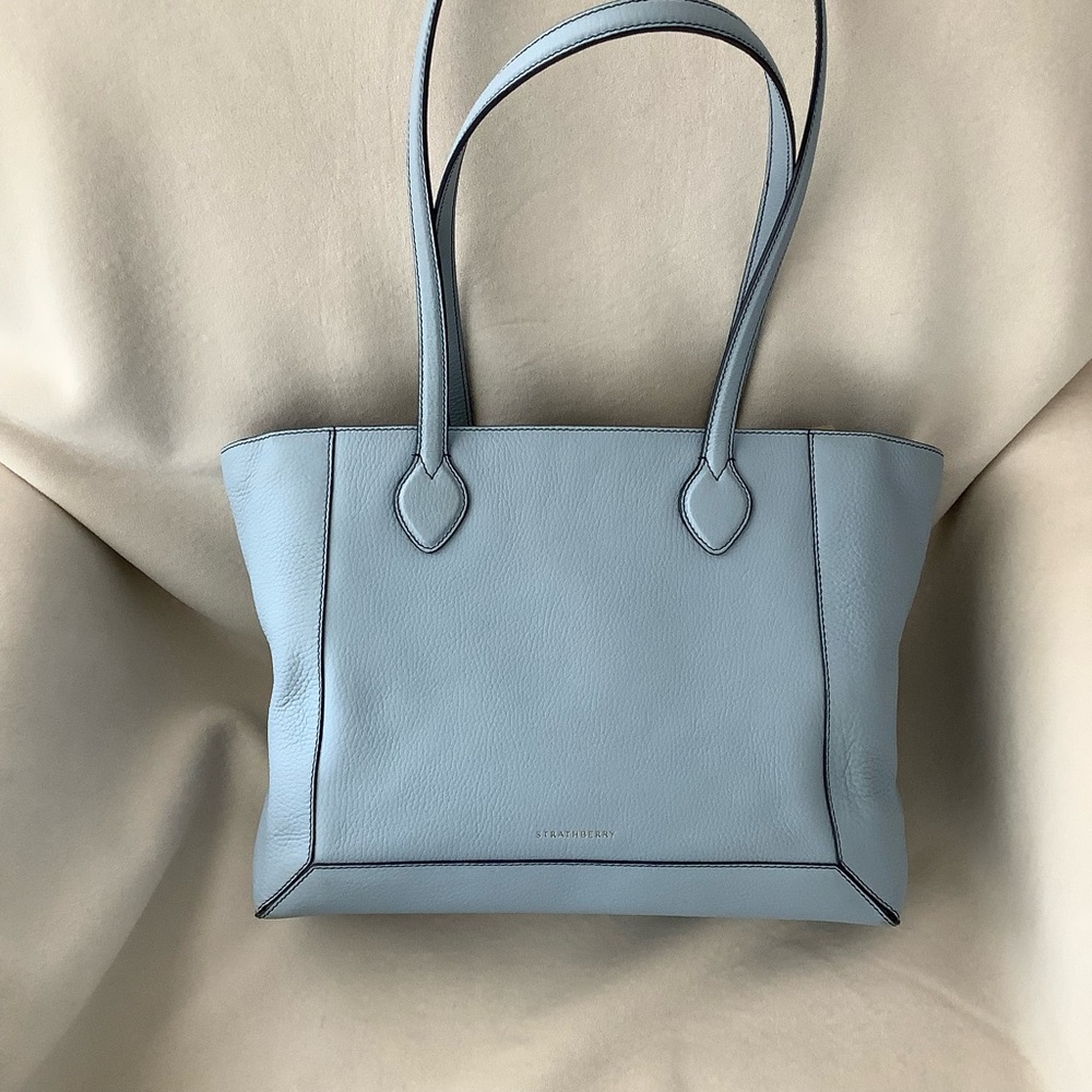 Strathberry Mosaic Light Blue Rare Color Leather Tote
